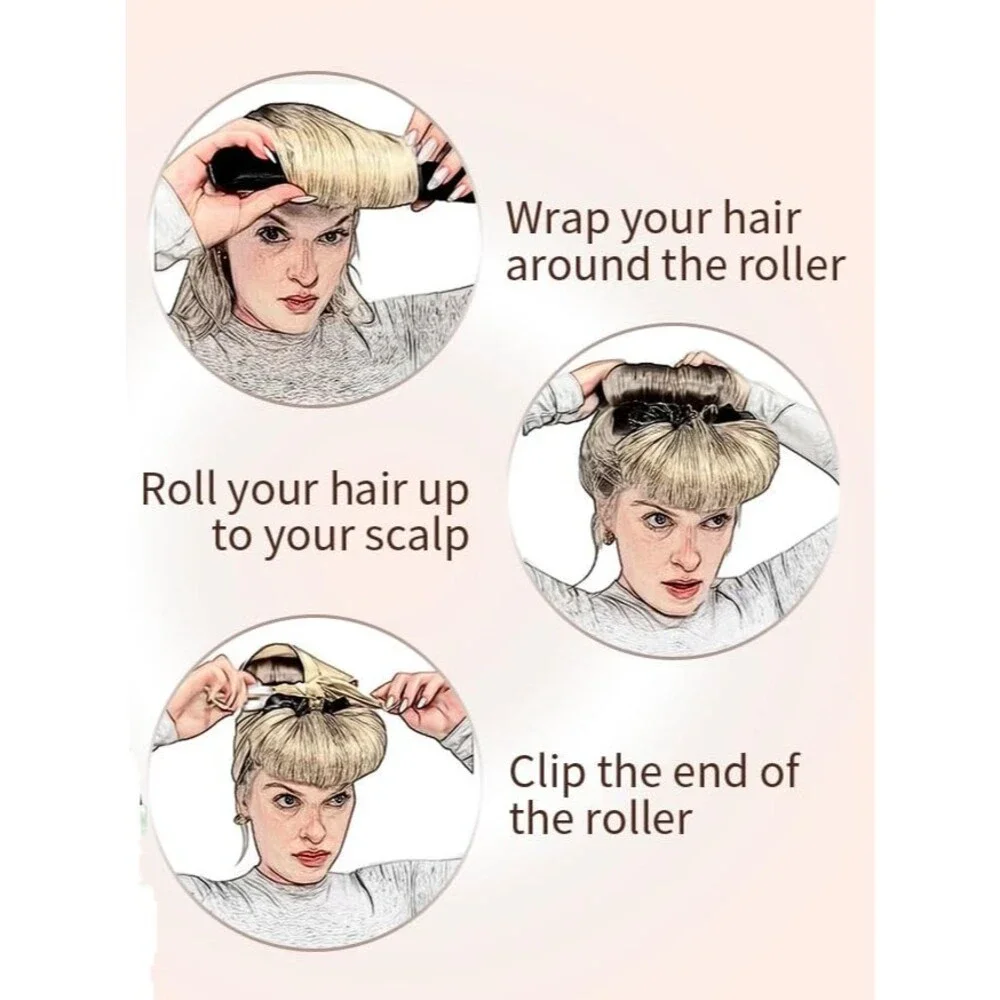 Heatless Hair Curler Rods Set 4 Velvet Foam Hair Rollers + 1 Satin Hair Scarf